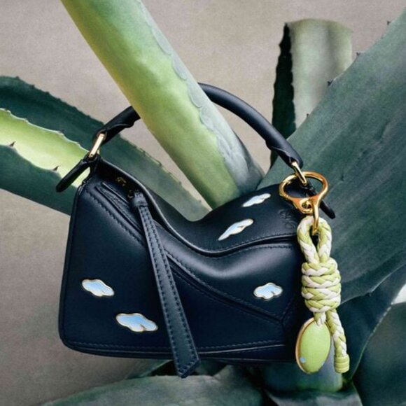 Loewe Snake Knot Charm In Classic Leather Skin Bag Charm- Green Bean/Sea Salt - Picture 3 of 10